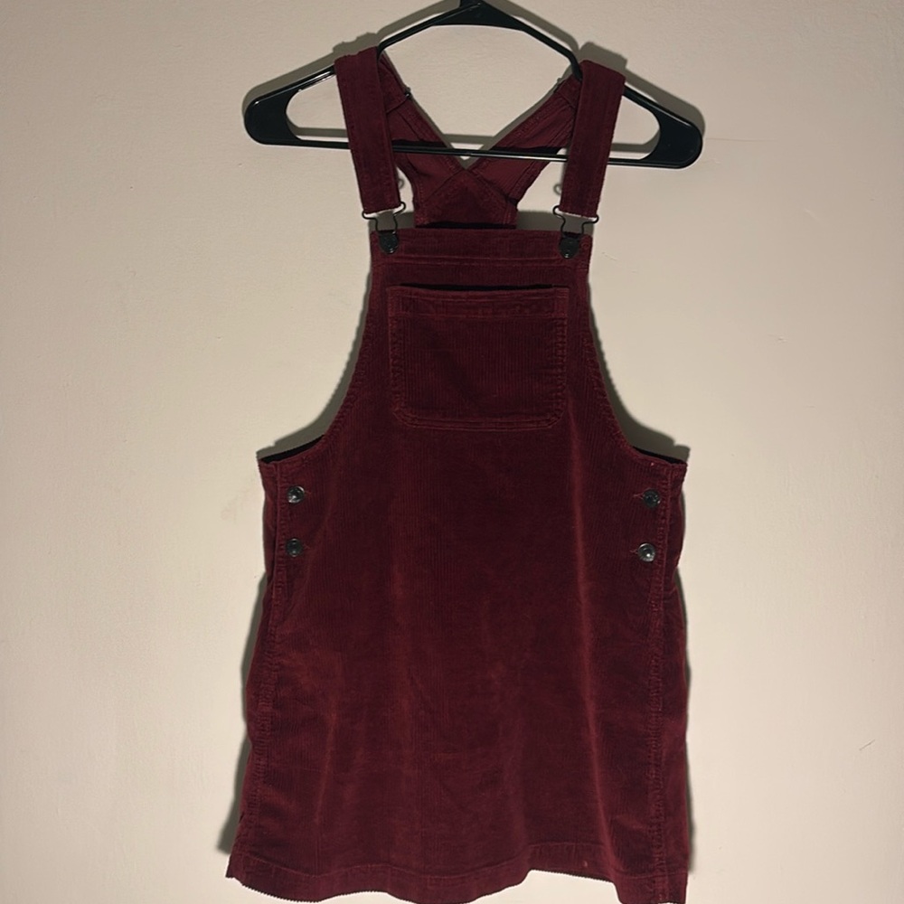 American Eagle Maroon Corduroy Overall Dress size XS